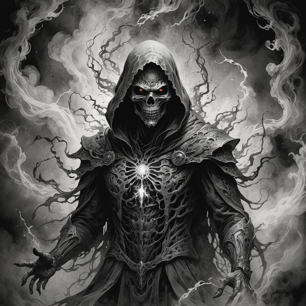 Ethereal Specter in Japanese Ink Art Style