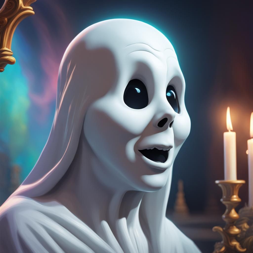 Hyperrealistic Casper at His Funeral: Splash Art
