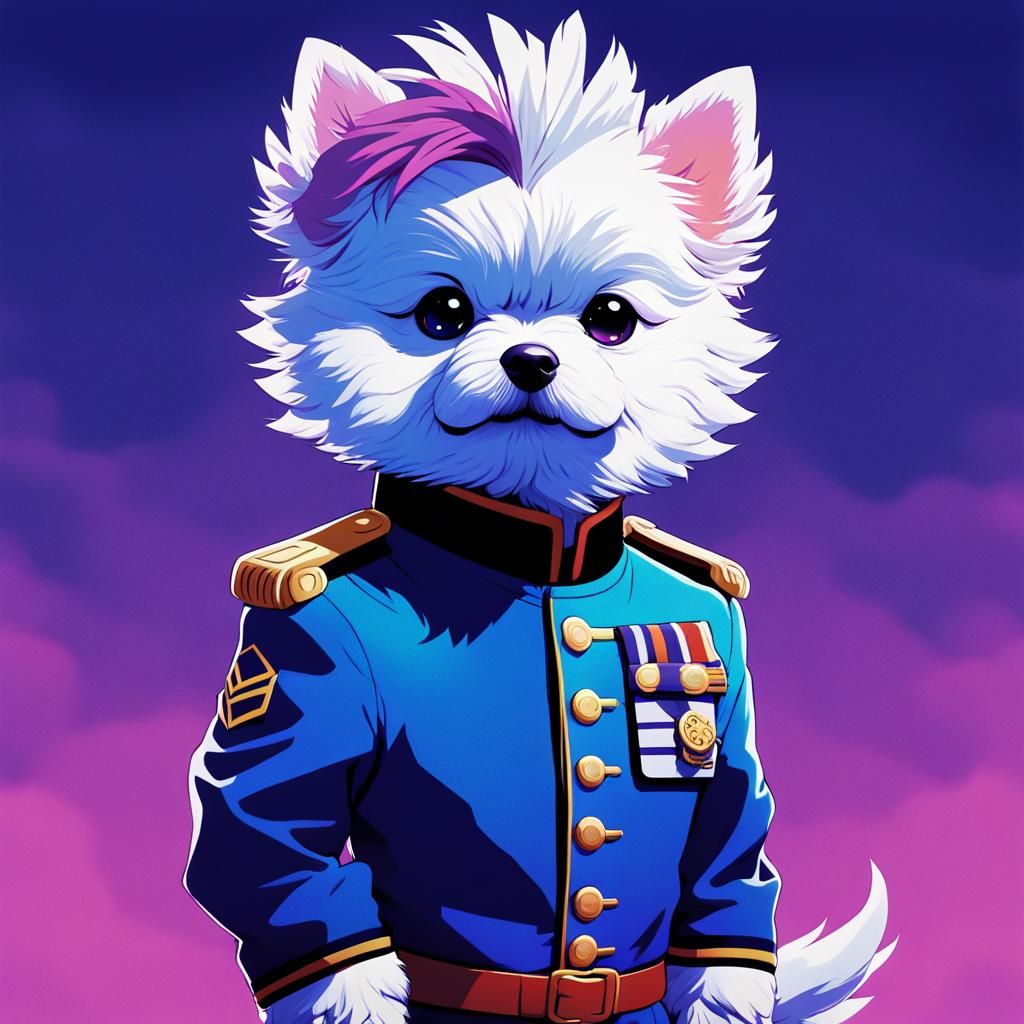 Anime Bichon Maltes Warrior with Kiki, Digital Art