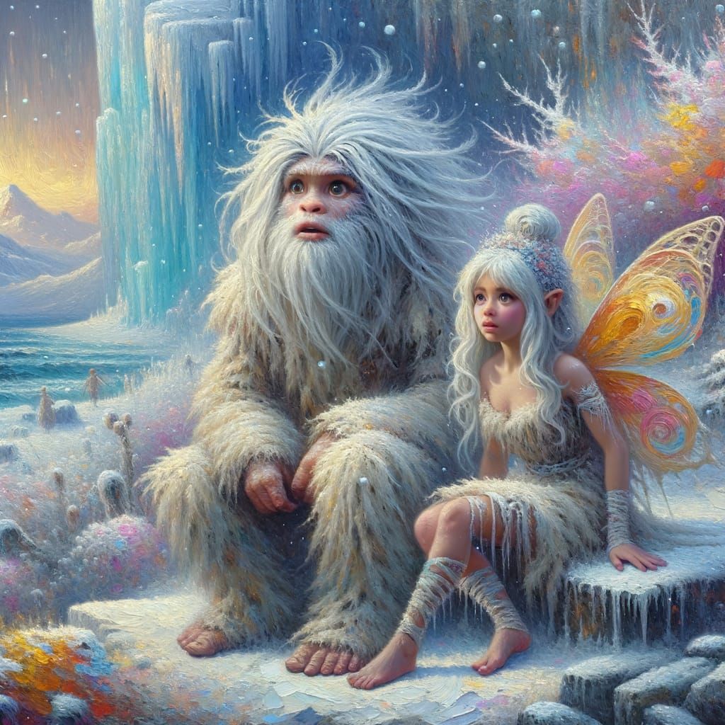 Impasto Winter Wonderland with Furry Fairy Friends