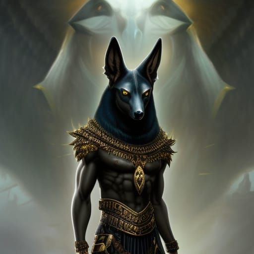 Anubis: Jackal-Headed God Portrait in Dark Fantasy