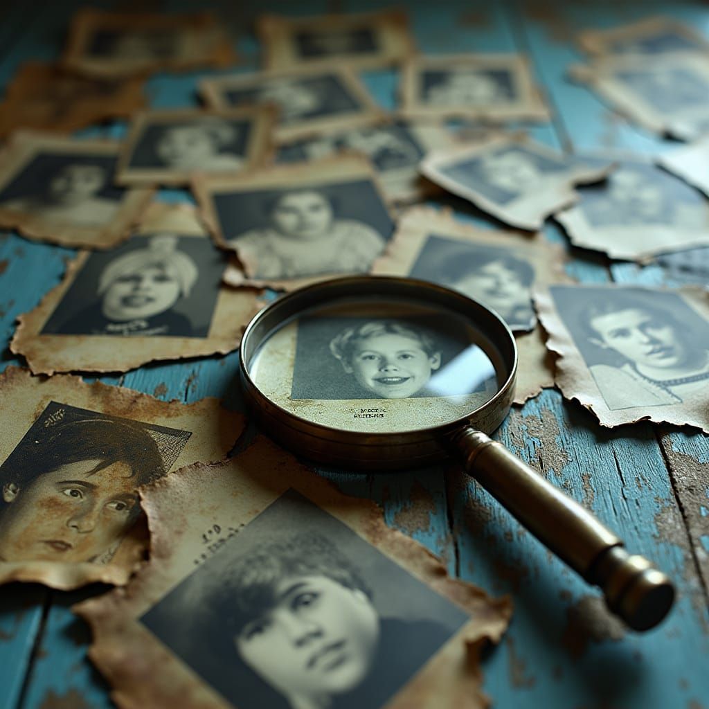 Missing Children Collage in a Haunting Digital Painting