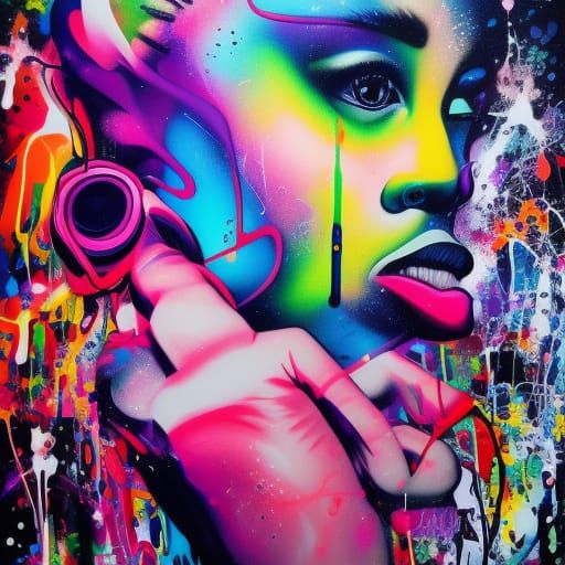 Colorful Graffiti Art with Polychromatic Details