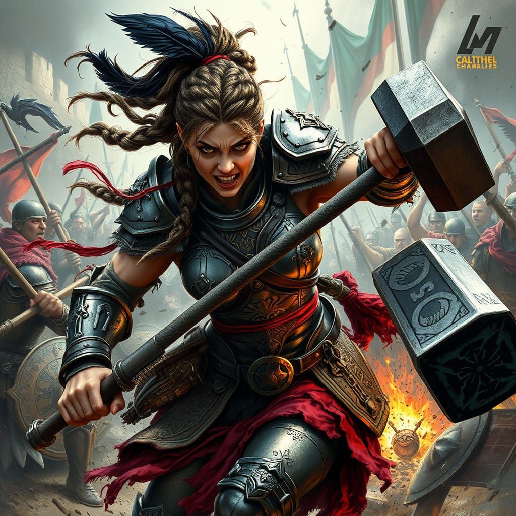 Valkyrie Charging into Battle, Fantasy Art