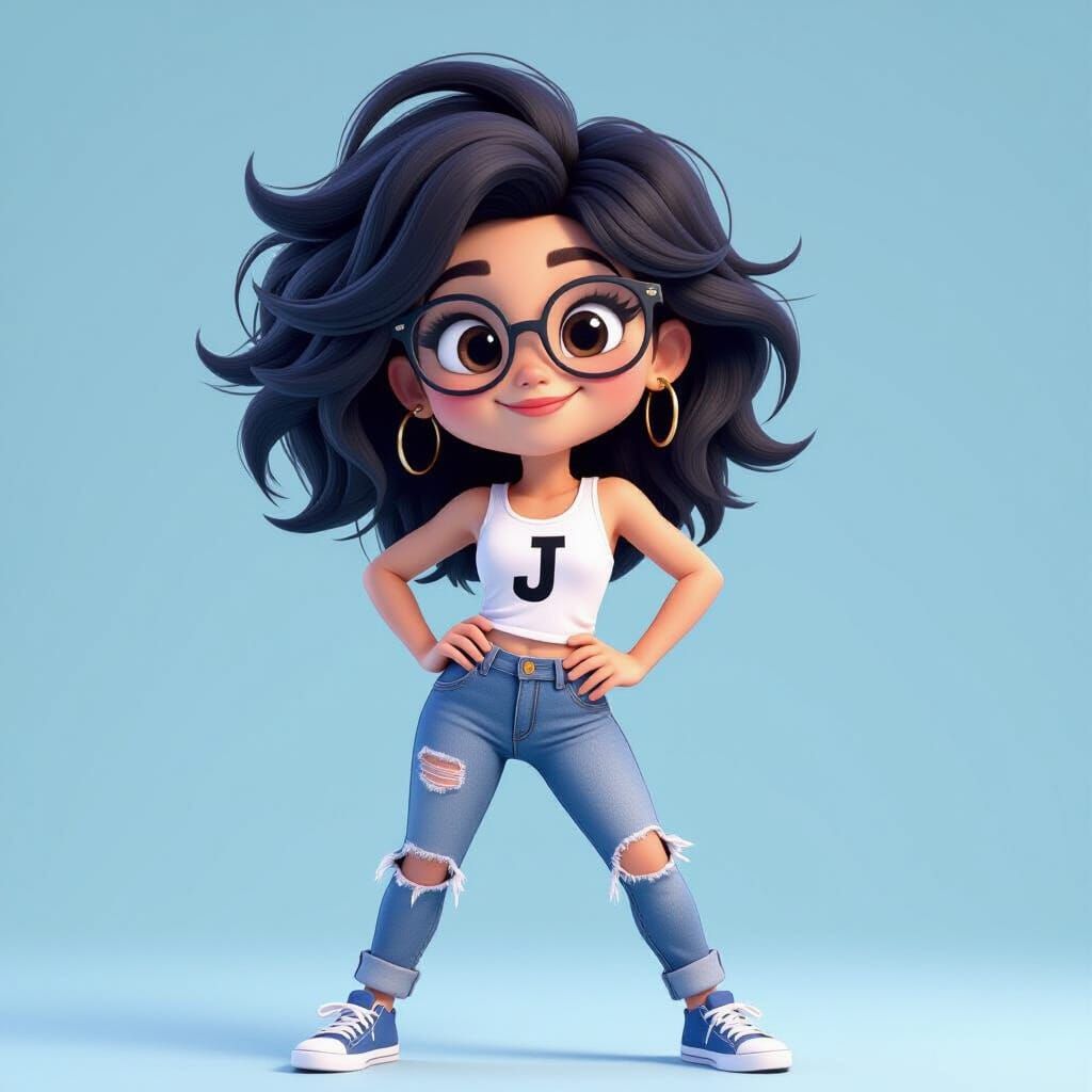 Pixar-Style Cartoon Girl with Playful Smirk