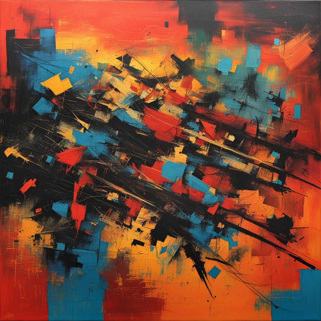 Abstract Fight Scene in Complementary Colors