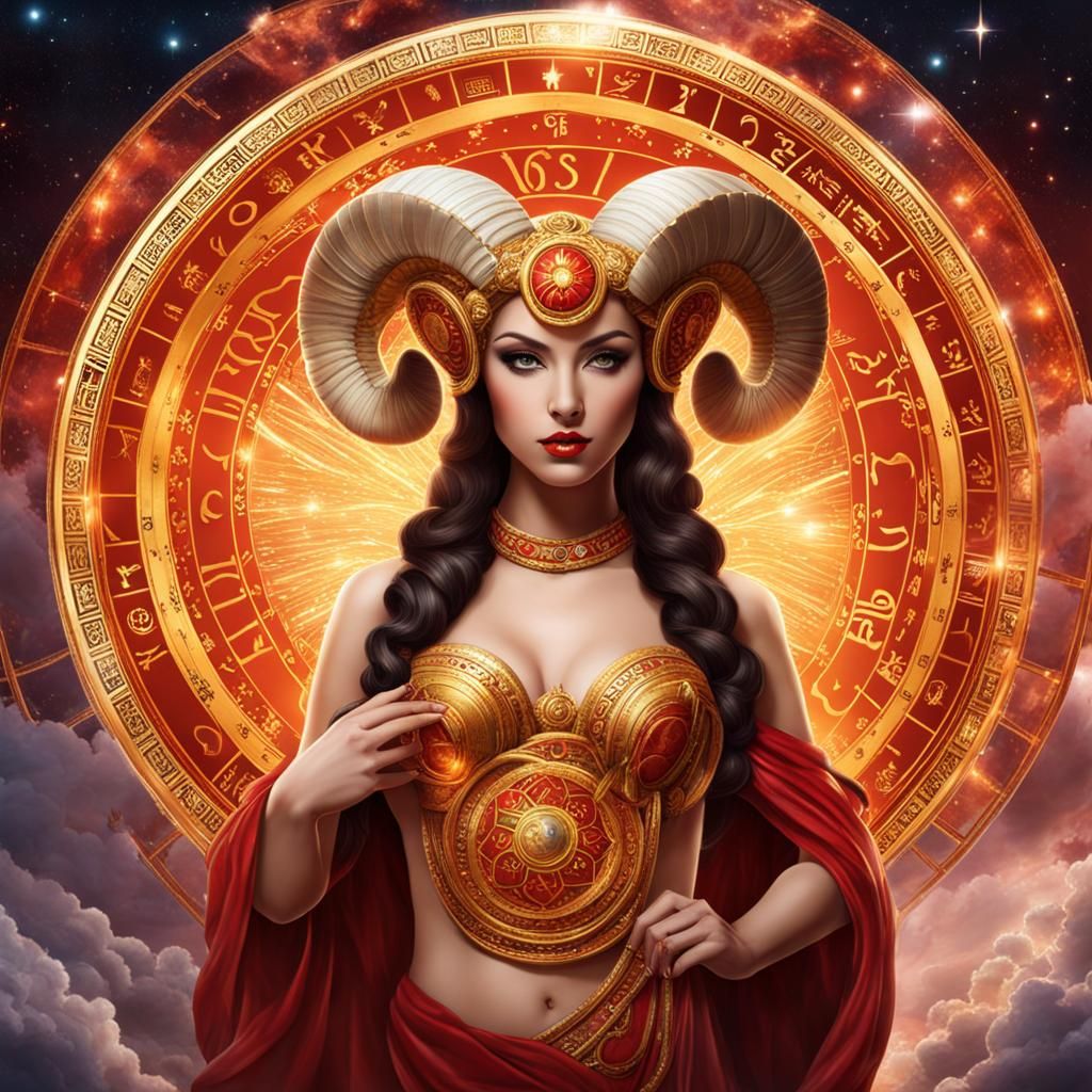 Aries Zodiac Goddess: Digital Art