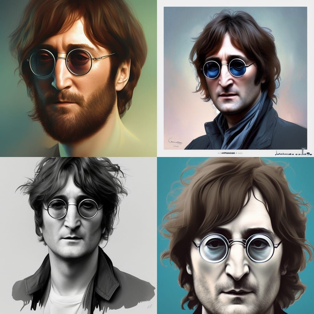 John Lennon Portrait in Hyperdetailed Style