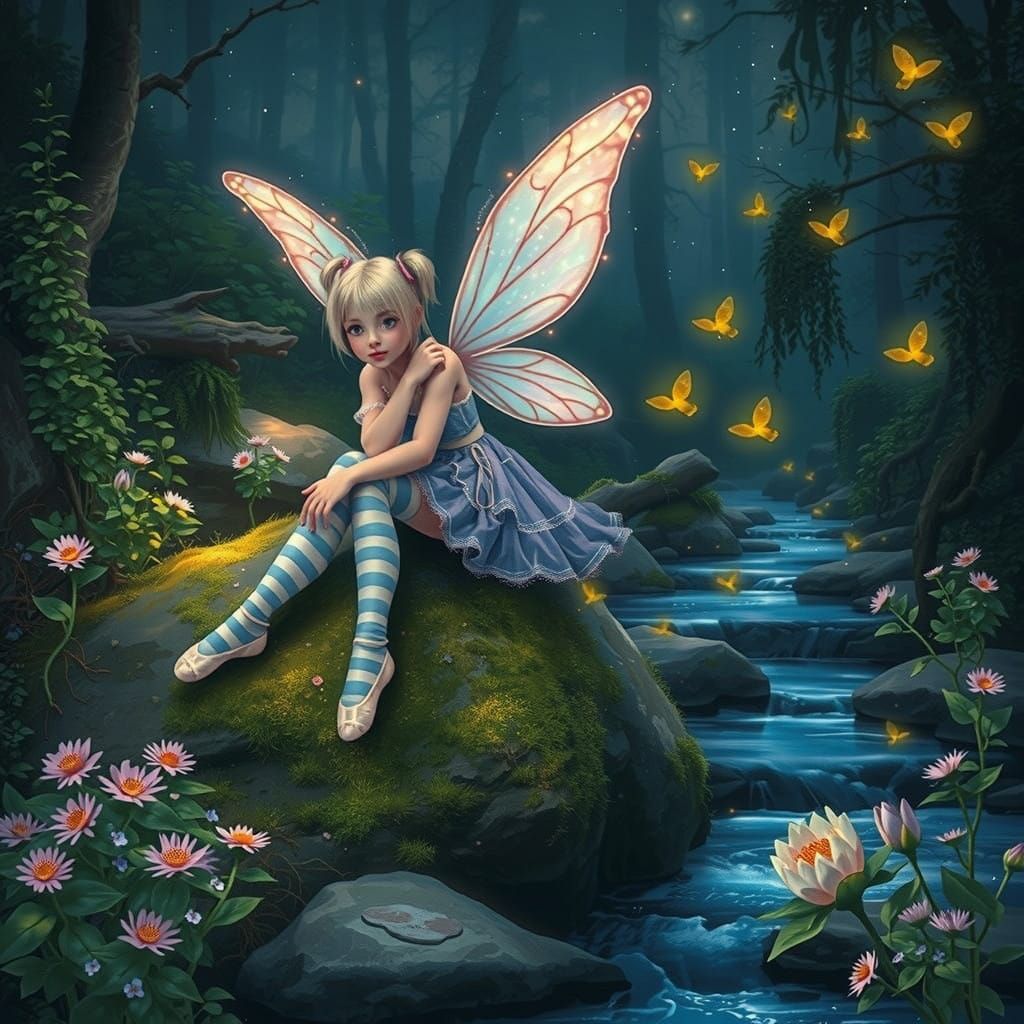 Lavender Dream Fairy Amidst Enchanted Forest