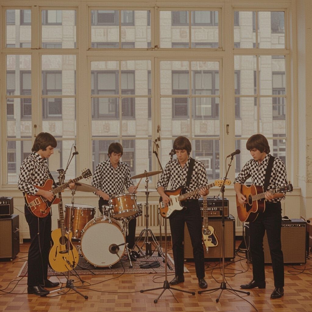 Vintage 1960s Album Cover of Band Performing