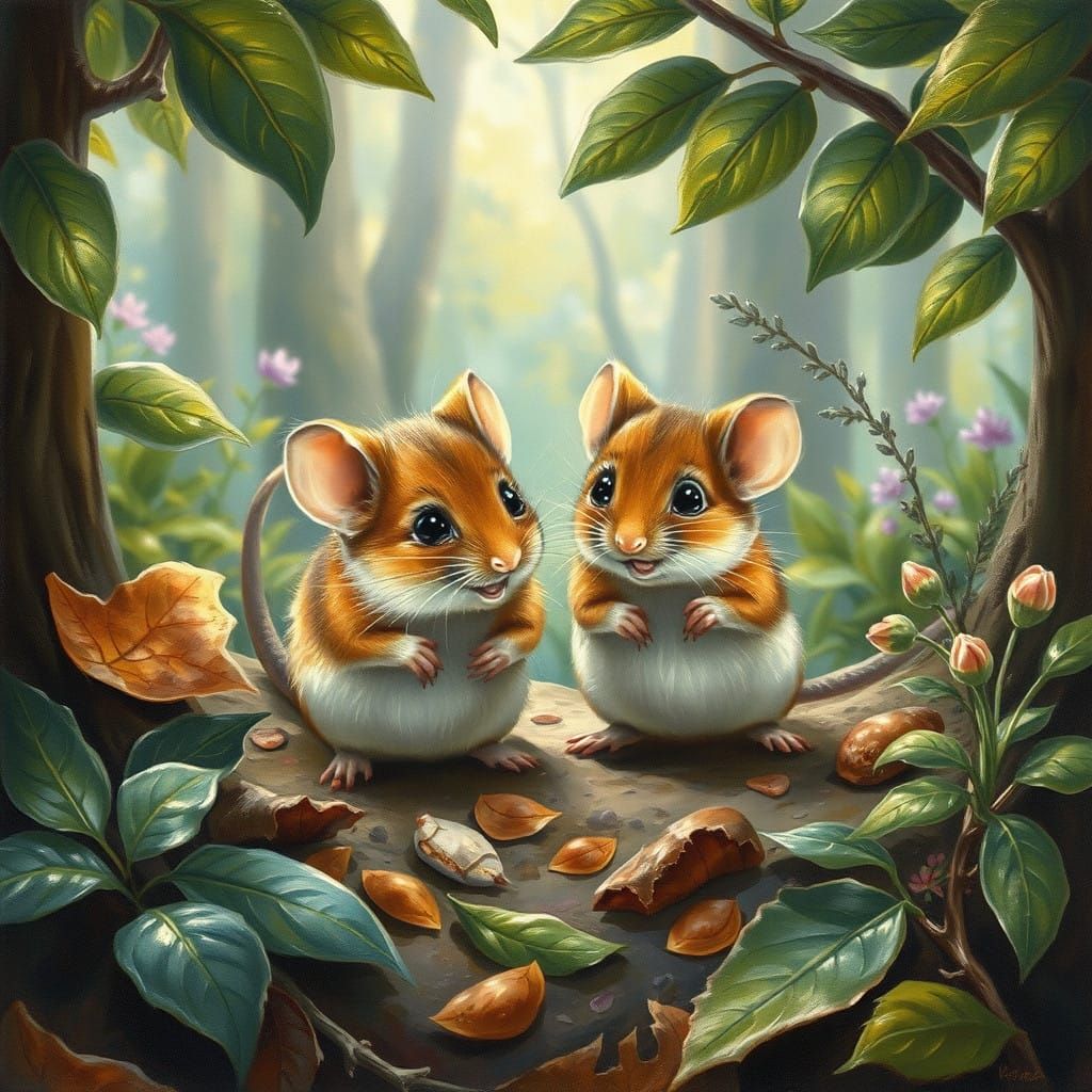 Whimsical Mice in a Forest Glade