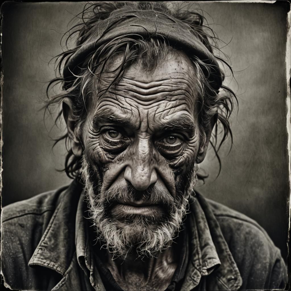 Dramatic Portrait of a Drunken Hobo