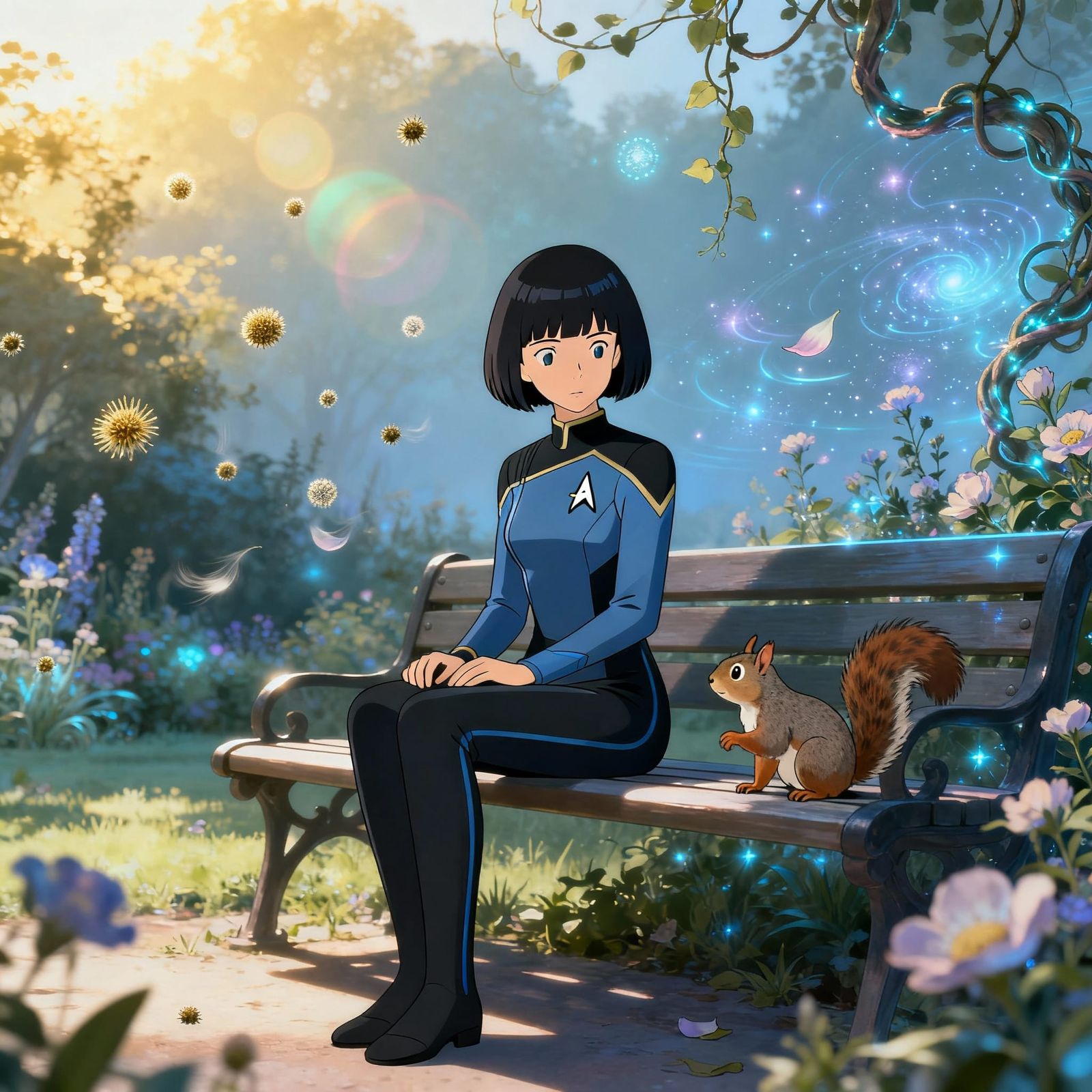 Loxy in Starfleet Uniform in Enchanted Garden