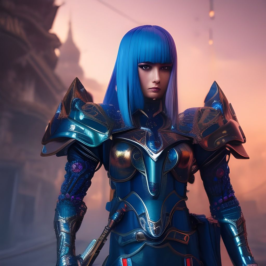 Dystopian Android-Bot Portrait in Steampunk Style