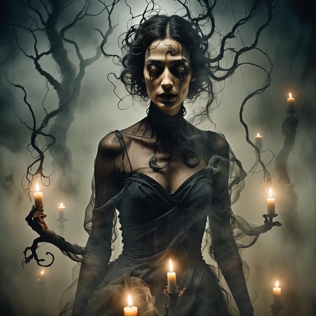 Surreal Dark Figure in Fog: A Psychological Portrait