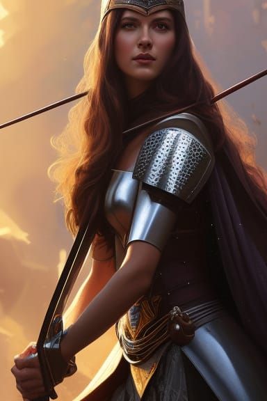 Medieval Woman with Crossbow: Hyperdetailed Portrait