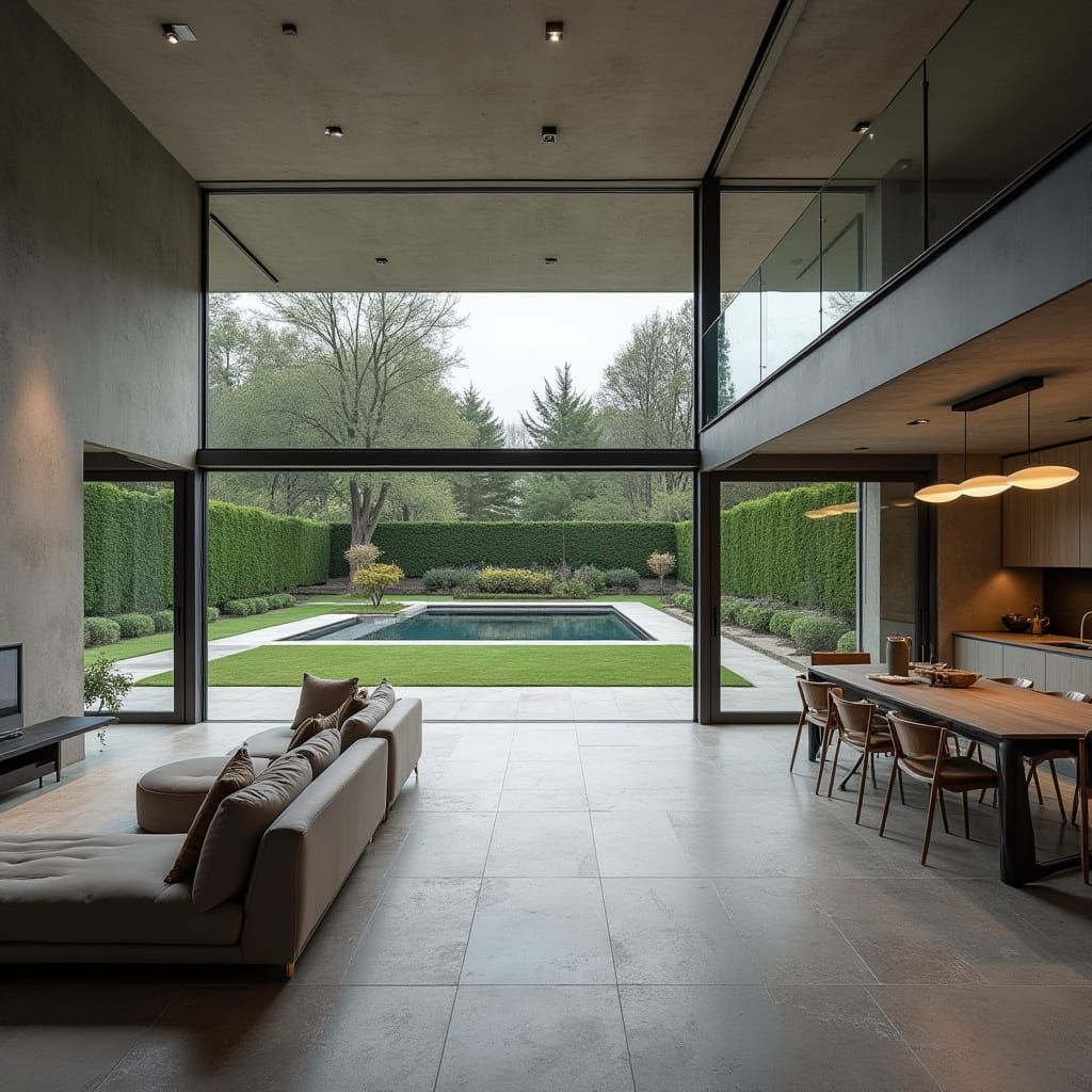 Open-Plan Living Room with Garden View
