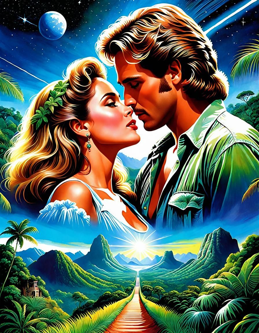 Falling in Love: a campy 80s rom-com movie poster