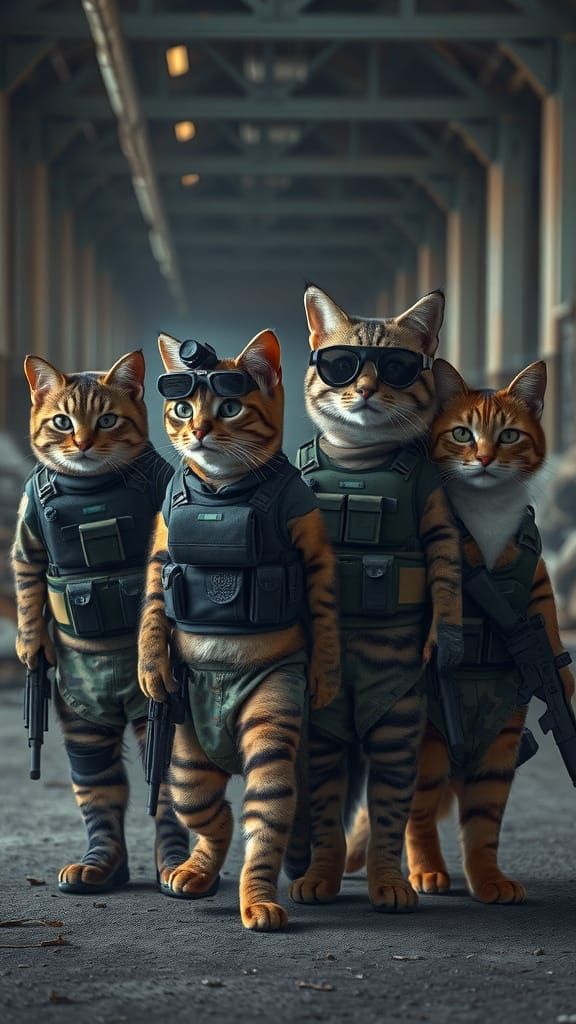 Cats as Special Forces Team in Ultra-Realistic Style
