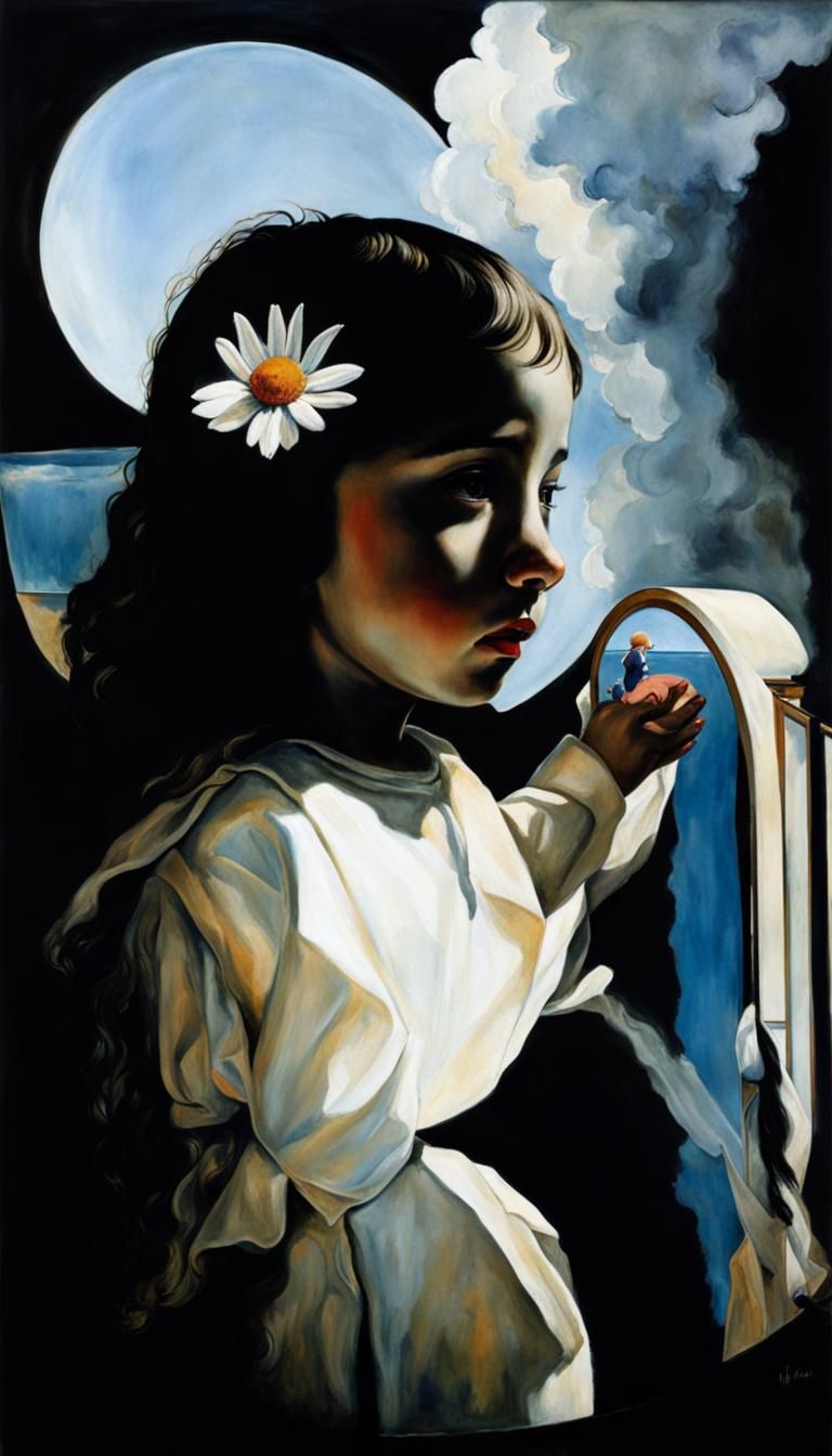 Surreal Reflection: Child and Submerged Figure