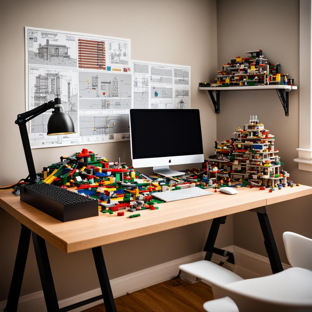 Lego Desk Build in Progress, Professional Photography