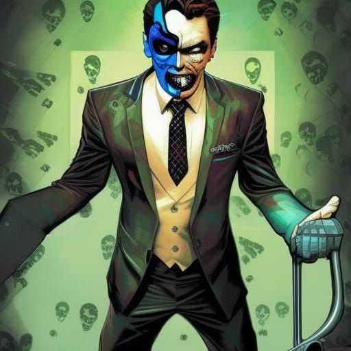 Jacksepticeye as Two-Face in Comic Book Style