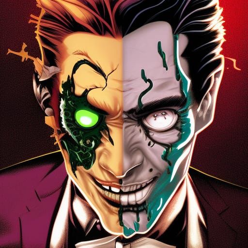 Jacksepticeye as Two-Face in Comic Book Art