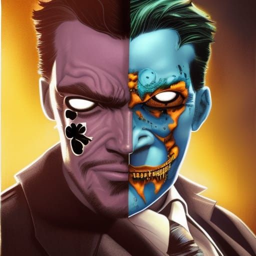 Two-Faced Man in Comic Book Art Style