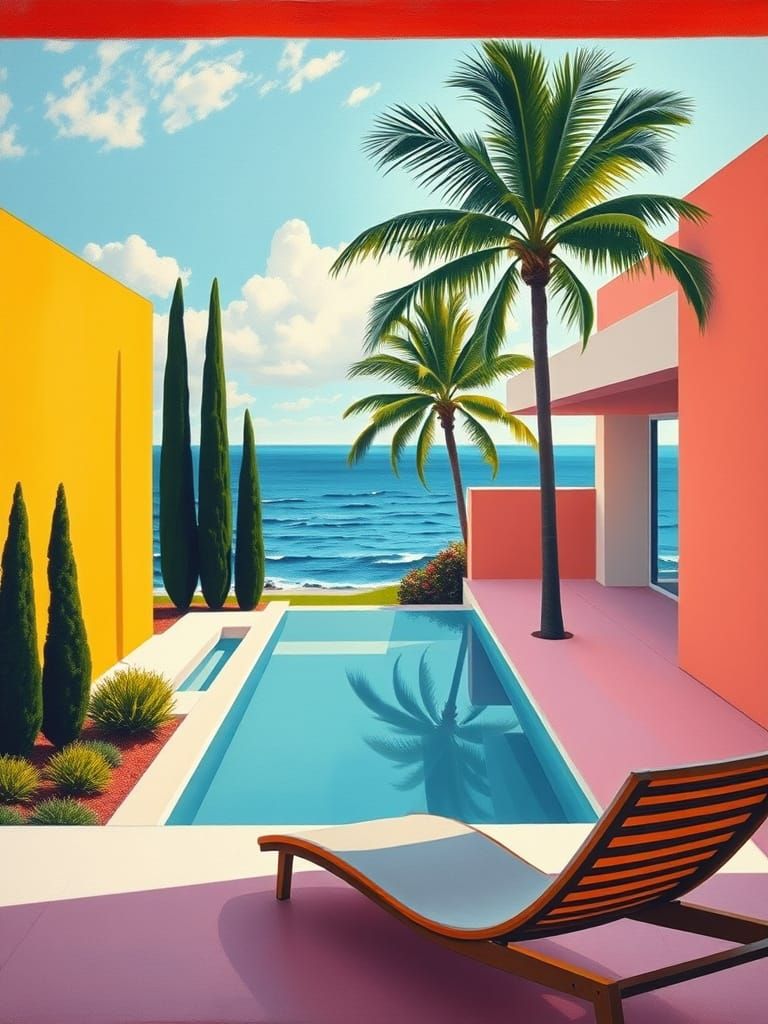 Modern Ocean House in Abstract Expressionist Style