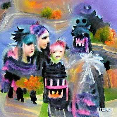Pastel Goth Monster Family Halloween Night