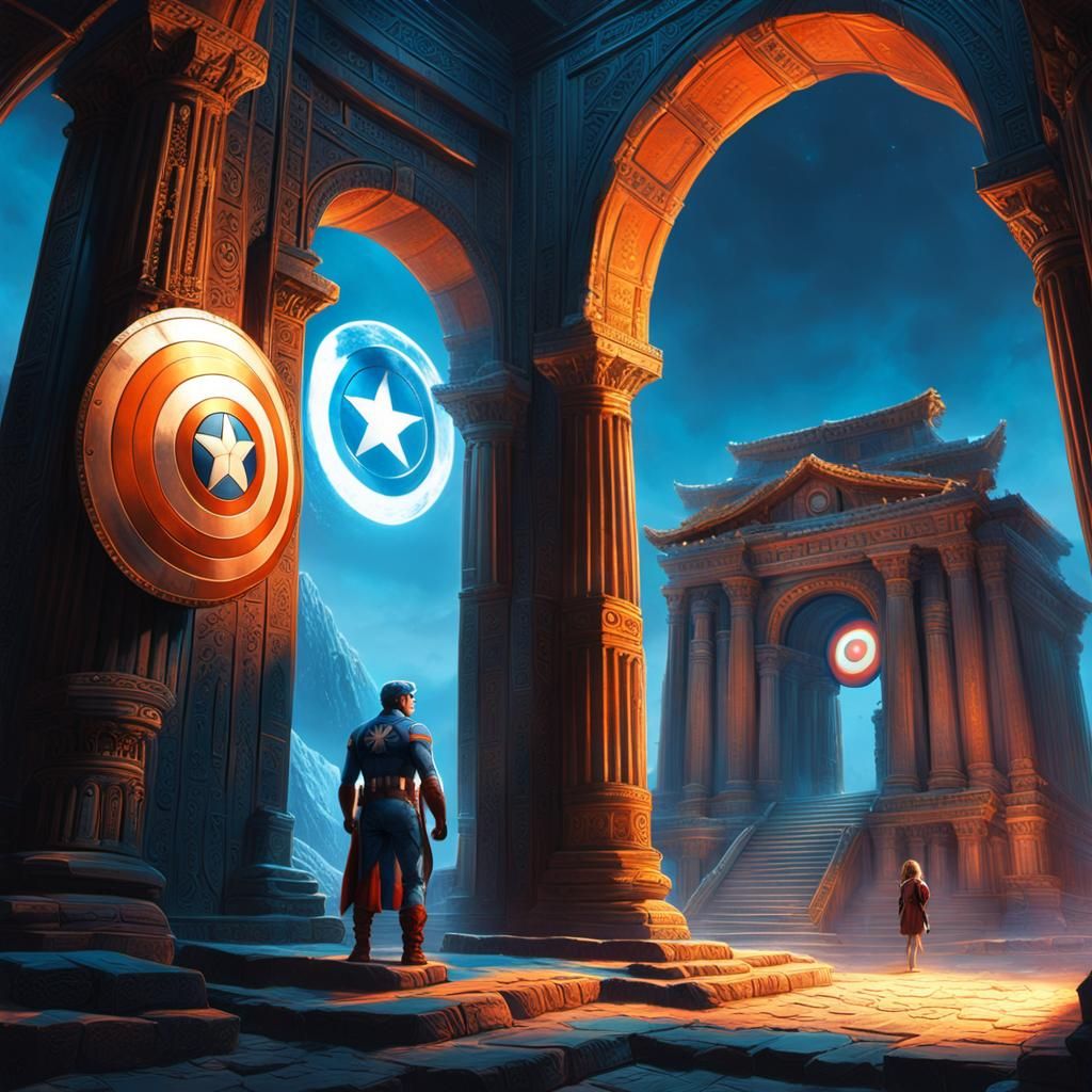 Baby Captain America in Ancient Temple