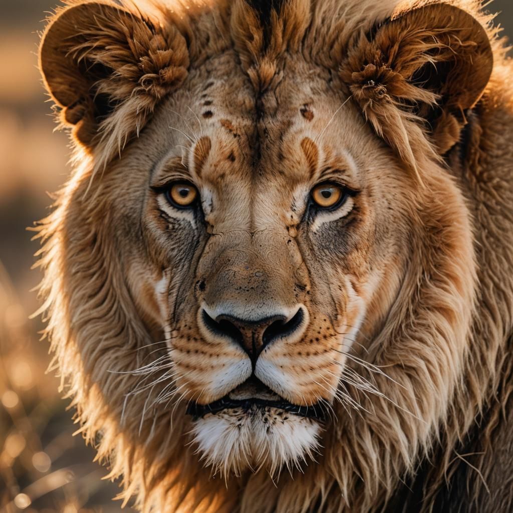 Lion's Head Macro Shot in Golden Hour