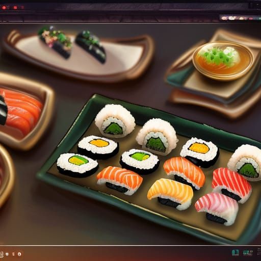 Exquisite Sushi Plate: Fantasy Concept Art