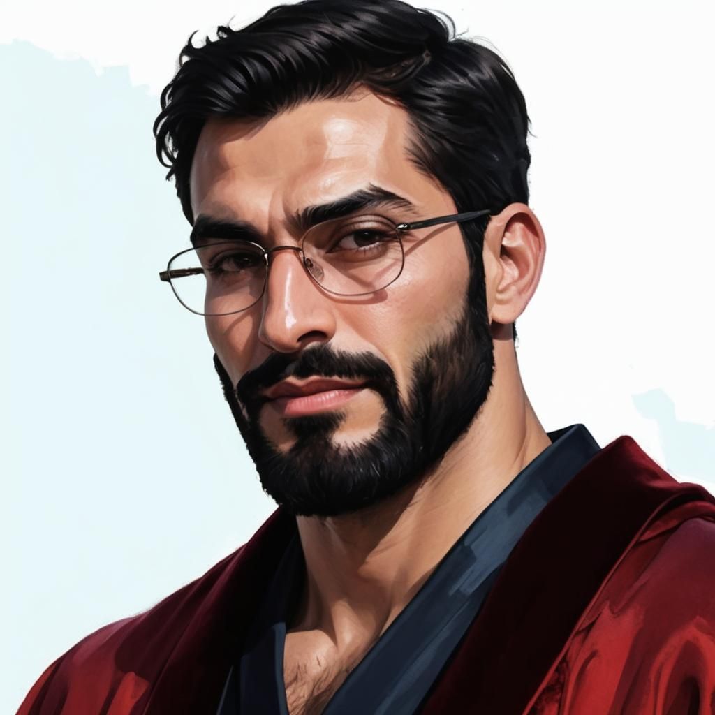 Portrait of a Handsome Man in Red Velvet Robe