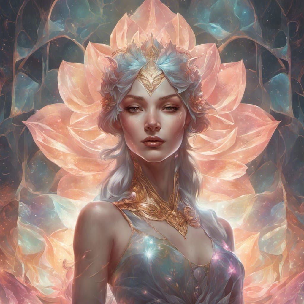 Holographic Lotus Flower, Divine Harbinger Portrait
