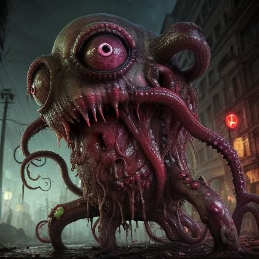 Horrific Multi-Eyed Mutant Invading City