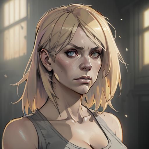 Haunting Portrait of a Lonely Blonde Woman