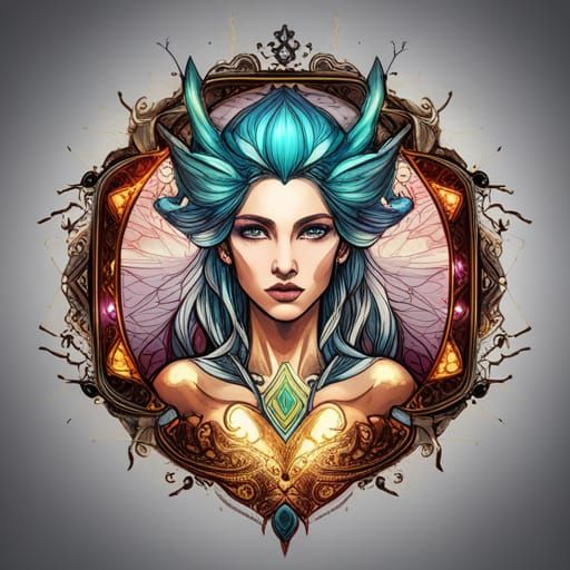 Cybernetic Steampunk Elven Goddess in Digital Painting