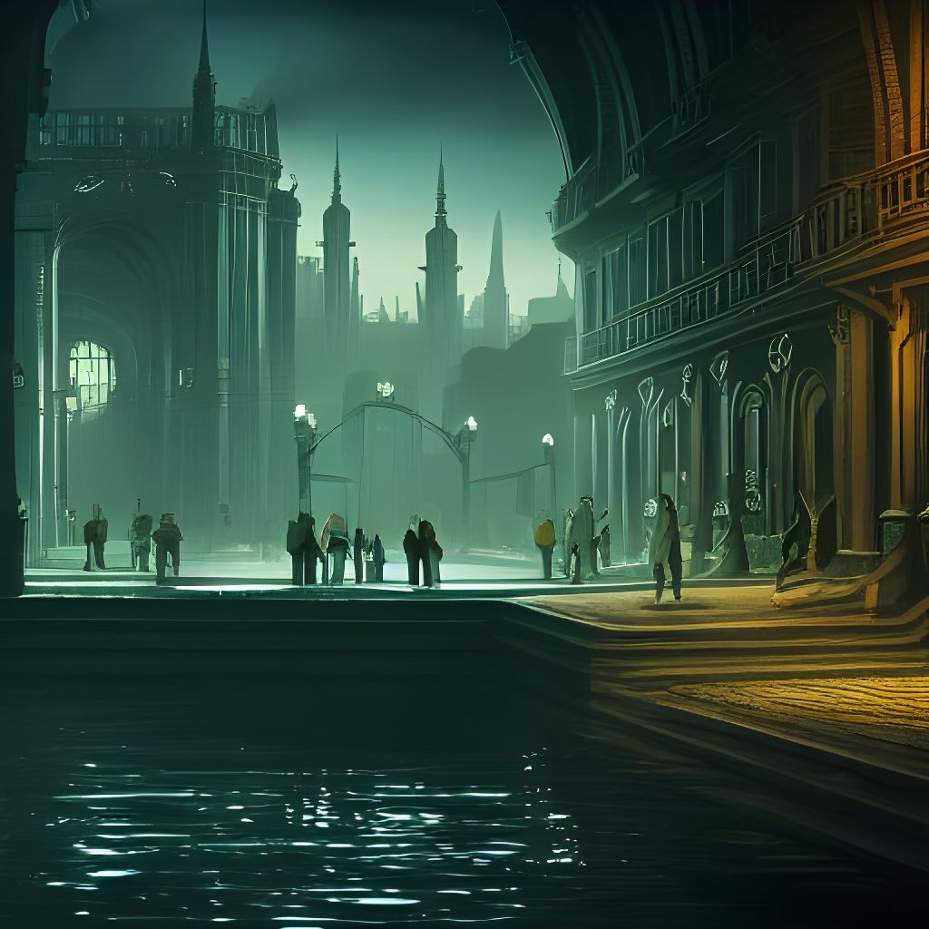 Grand Sewer Refuge in Deep Color, Digital Matte Painting