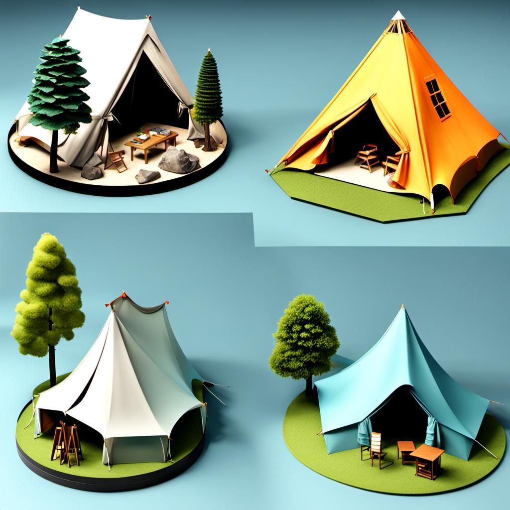 3D Diorama of Tent Styles