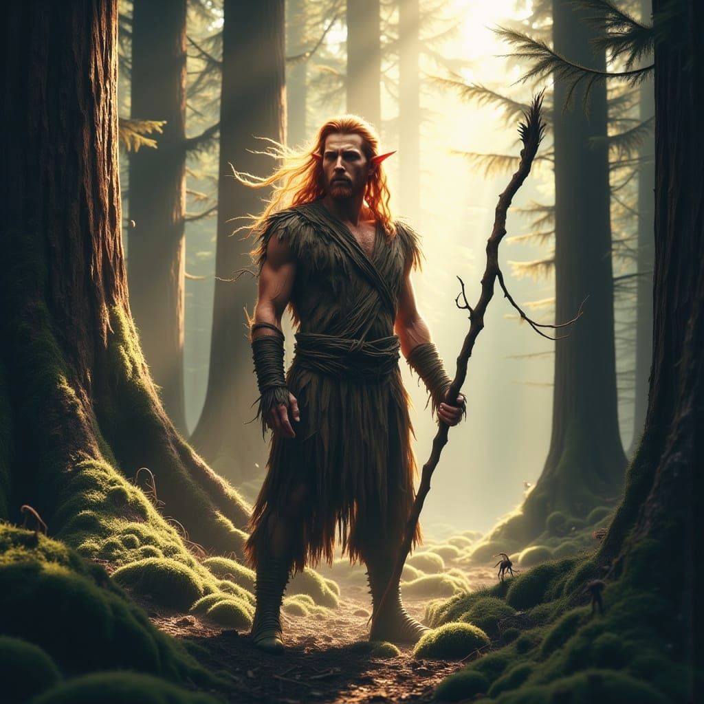 Elven King in Redwood Grove: Photorealistic Fantasy Art