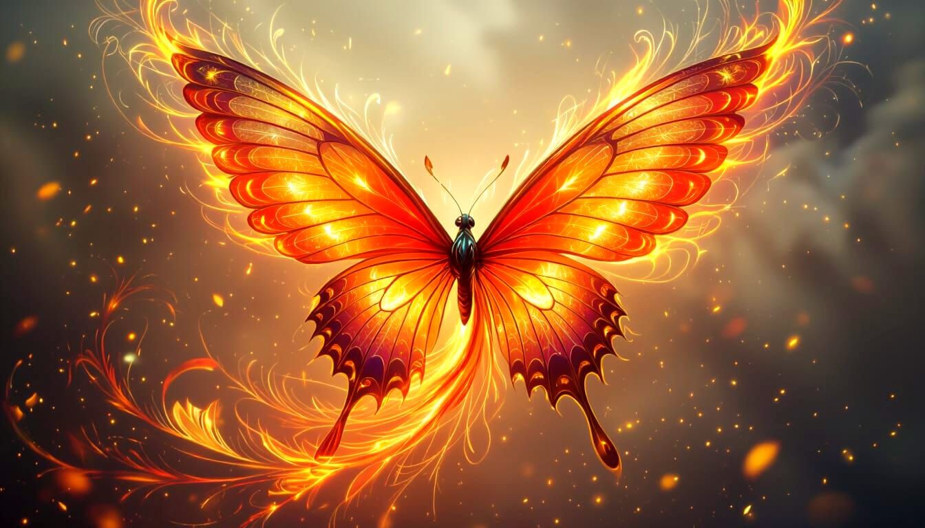 Majestic Phoenix Butterfly Hybrid in Fiery Flight