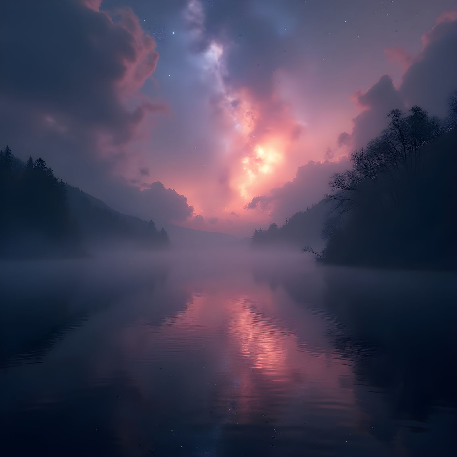 Nebula Reflection: Silent Galaxies in Twilight's Embrace