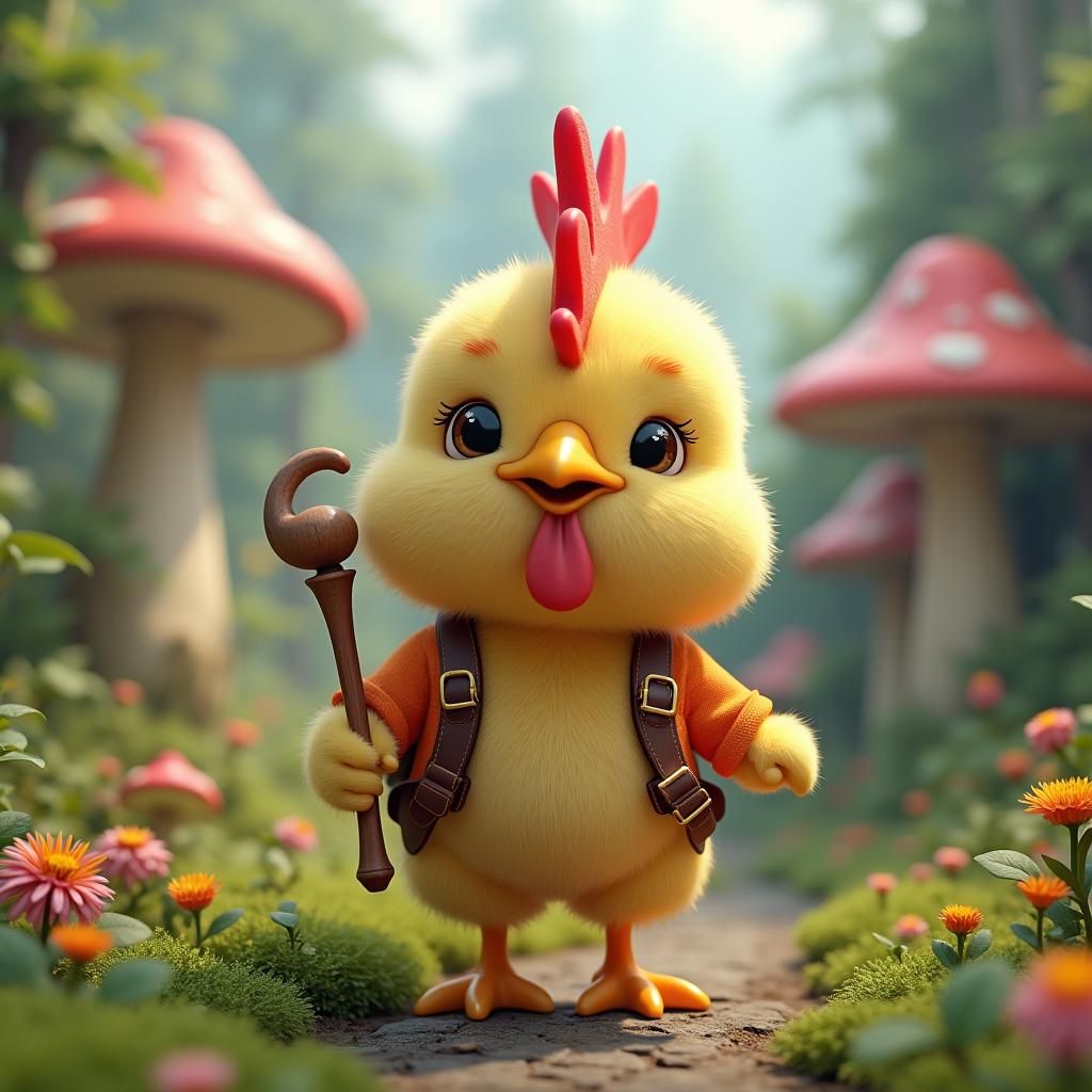 Chicken in Children's Clothes in Storybook Kingdom