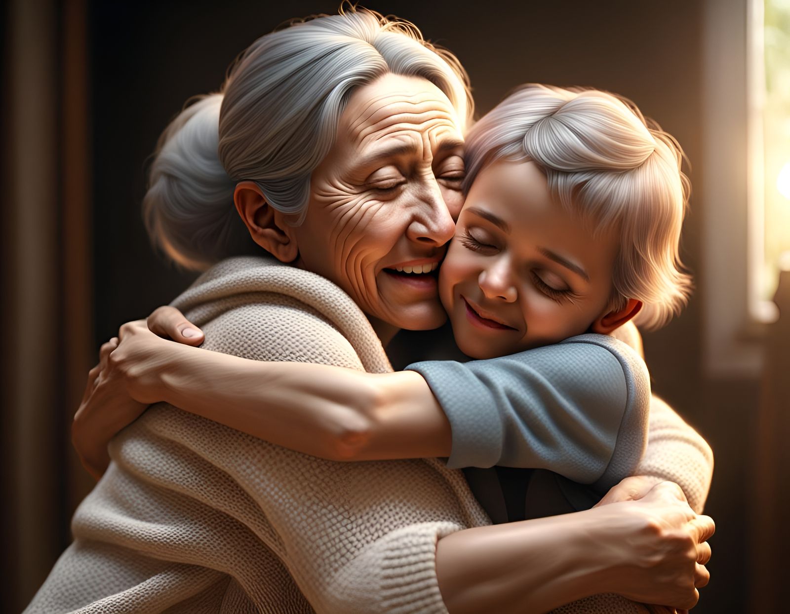 Loving Mother and Child Embrace: 3D Photorealistic CGI