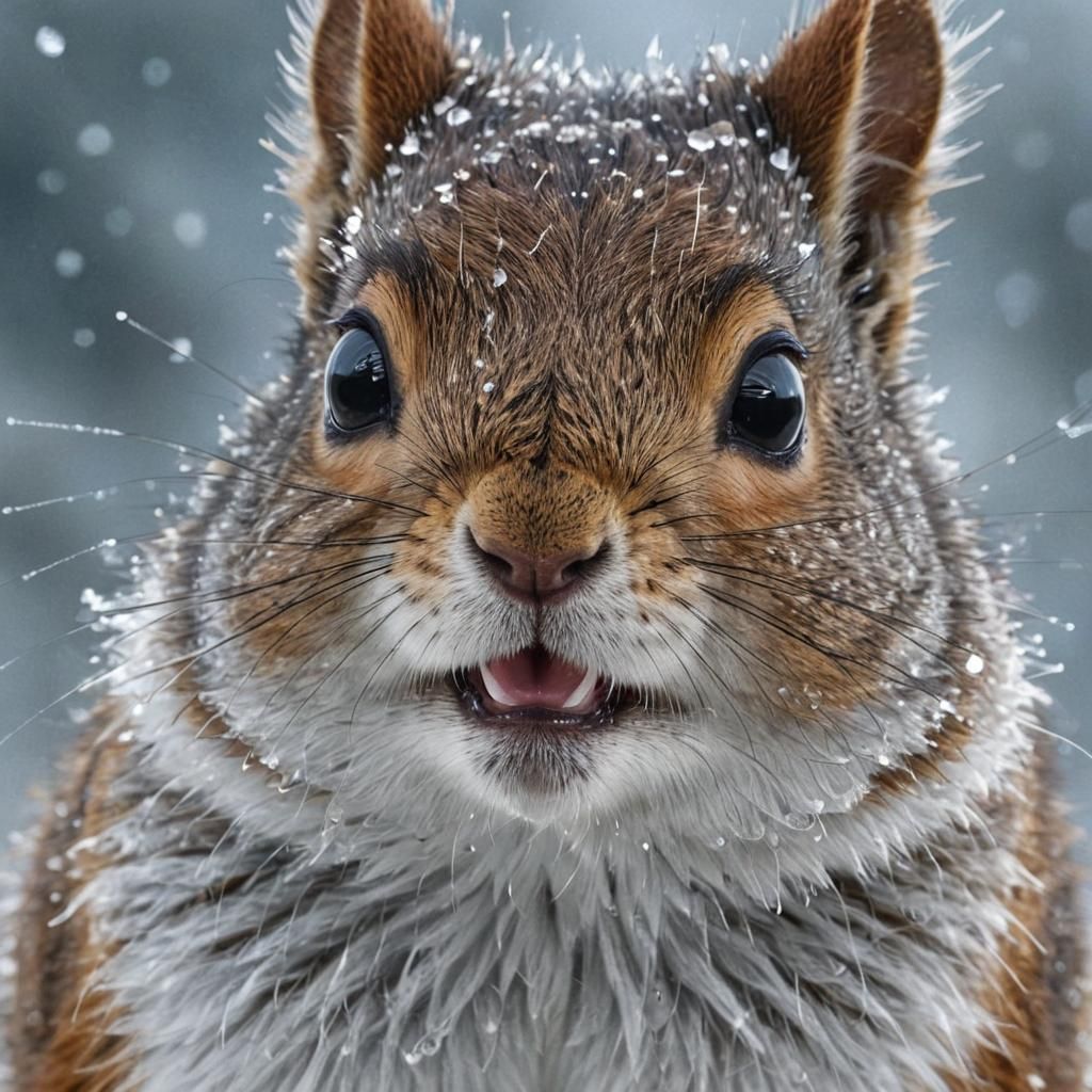 Squirrel Face in Winter Wonderland: Hyper-Realistic Digital ...