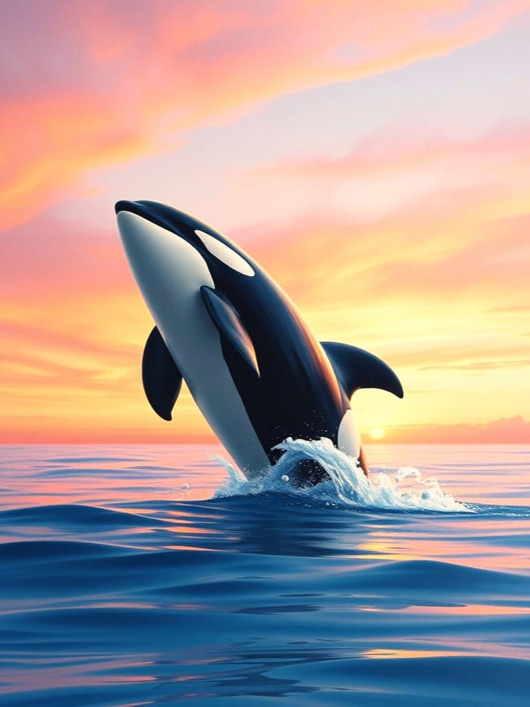 Orca in Ethereal Sunset