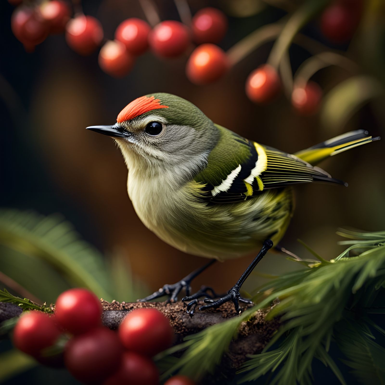 Ruby-crowned Kinglet Close-Up, Long Exposure Photography
