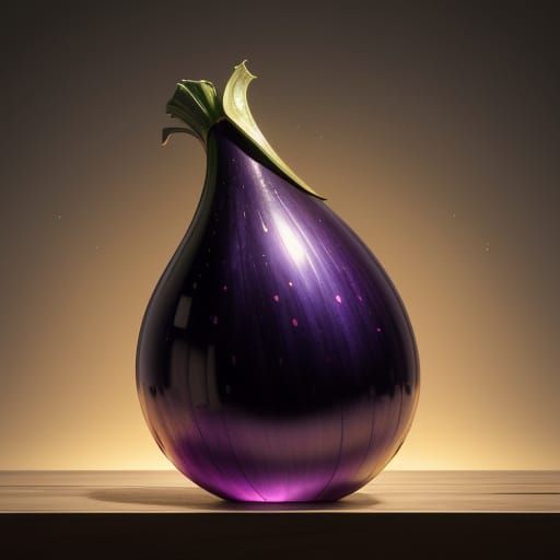 Iridescent Aubergine in Golden Light: 3D Anime Art