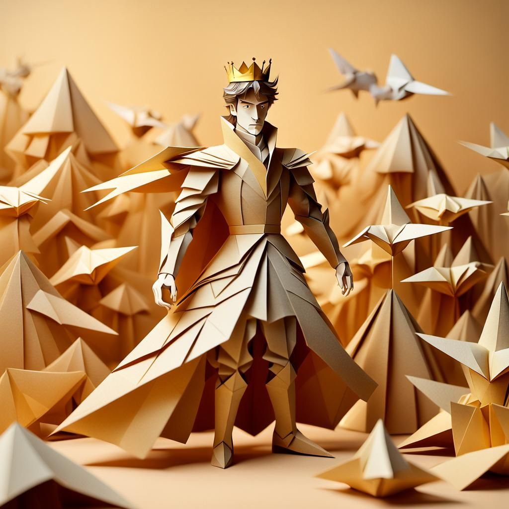 Origami Papercraft: Hero Prince in Dreamy Setting